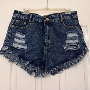 SHEIN denim distressed high waist jean shorts